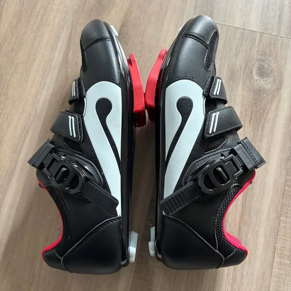 Peloton Cycling Shoes Size 40 - Women Size 9 - Men Size 7 With Cleats Black Red